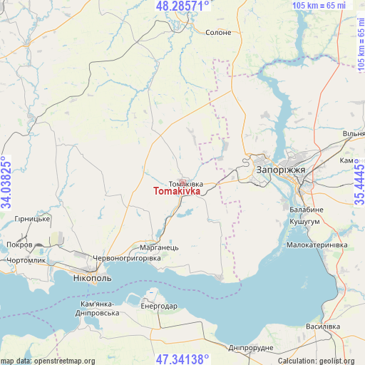 Tomakivka on map