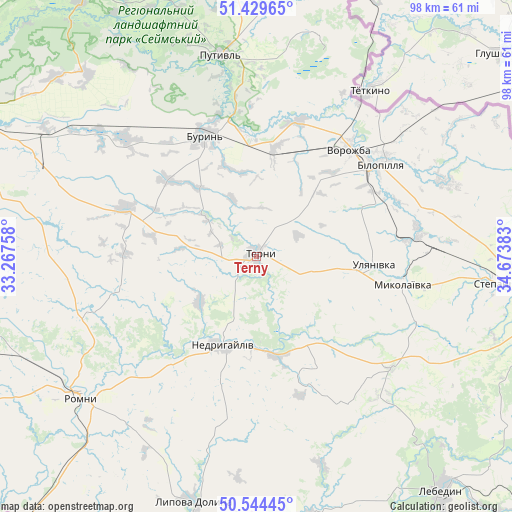 Terny on map