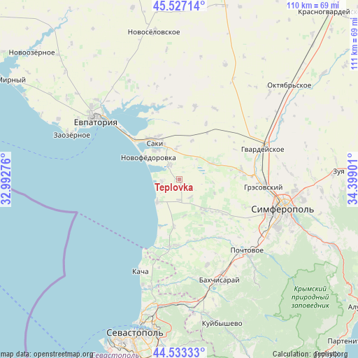 Teplovka on map