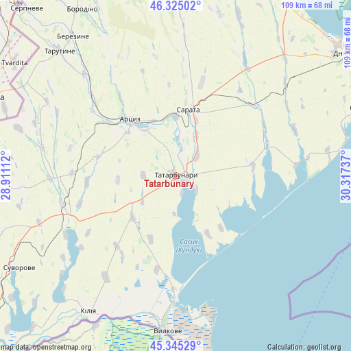 Tatarbunary on map