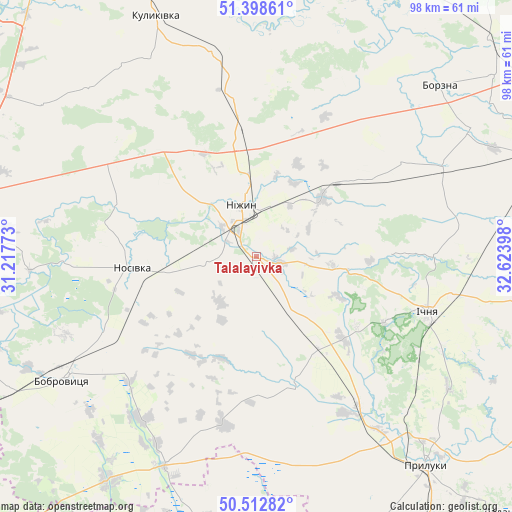 Talalayivka on map