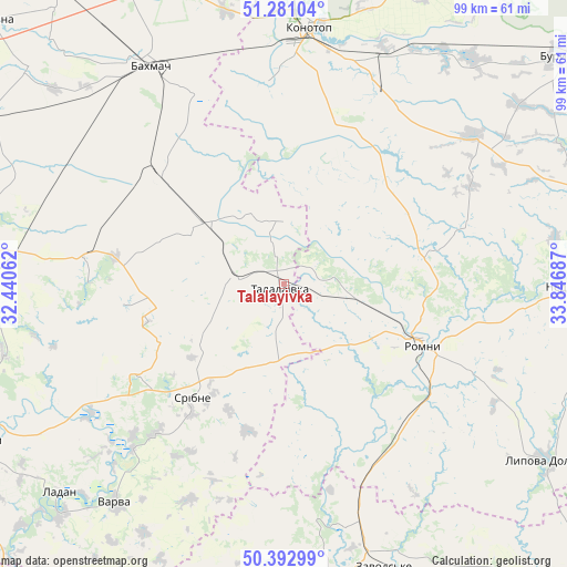 Talalayivka on map