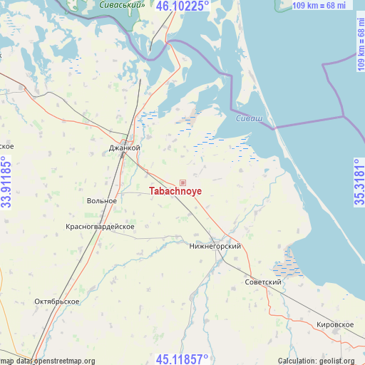 Tabachnoye on map