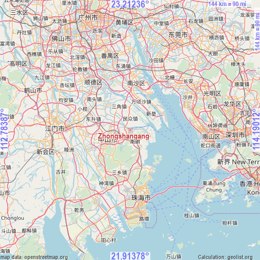 Zhongshangang on map