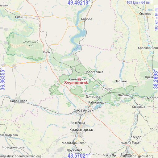 Svyatogorsk on map