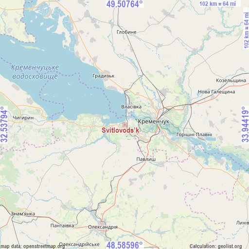 Svitlovods’k on map