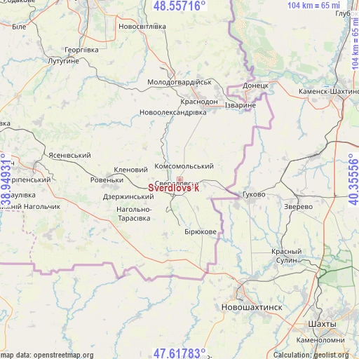 Sverdlovs’k on map