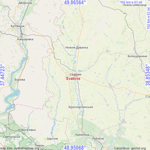 Svatove on map