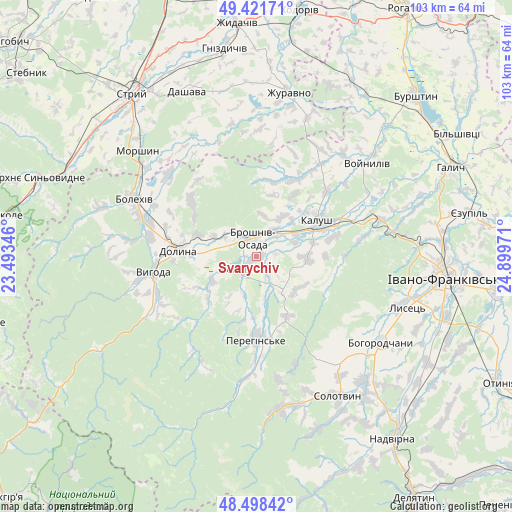 Svarychiv on map