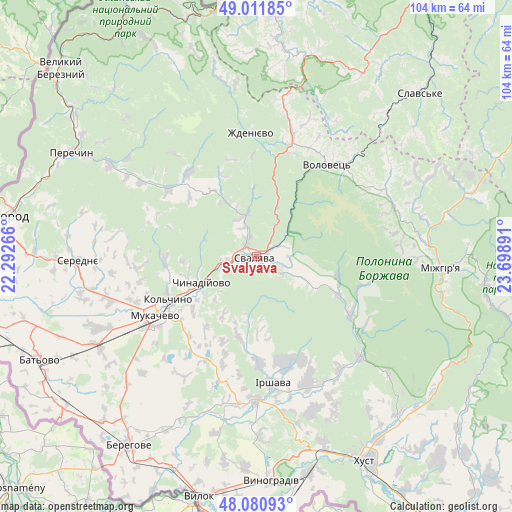 Svalyava on map