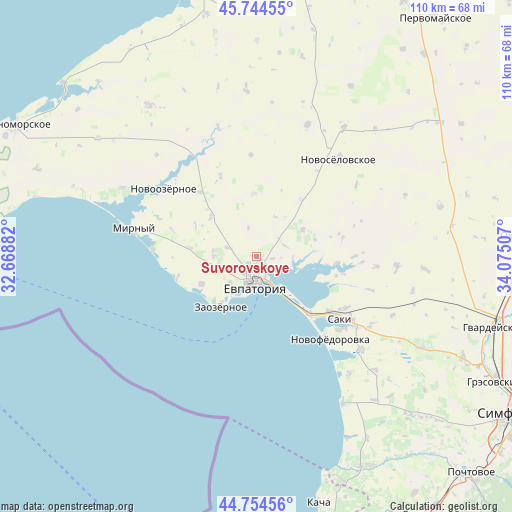 Suvorovskoye on map