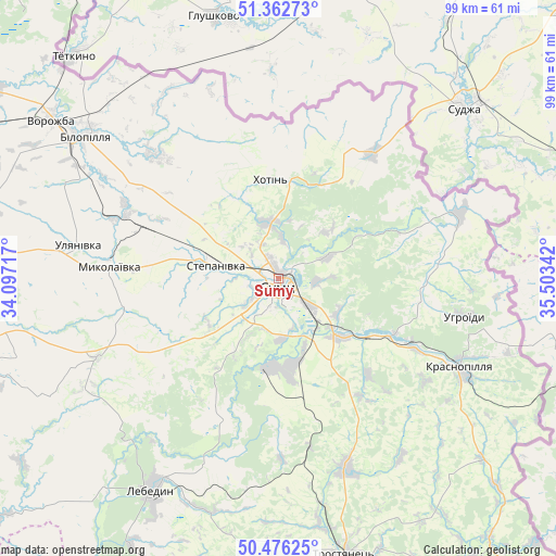 Sumy on map