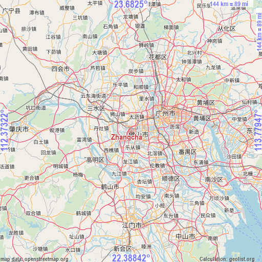 Zhangcha on map