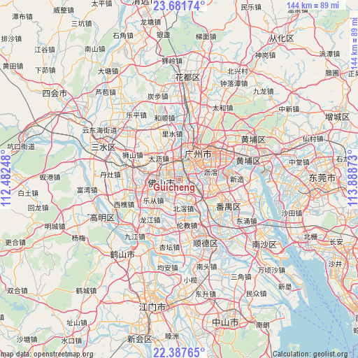 Guicheng on map