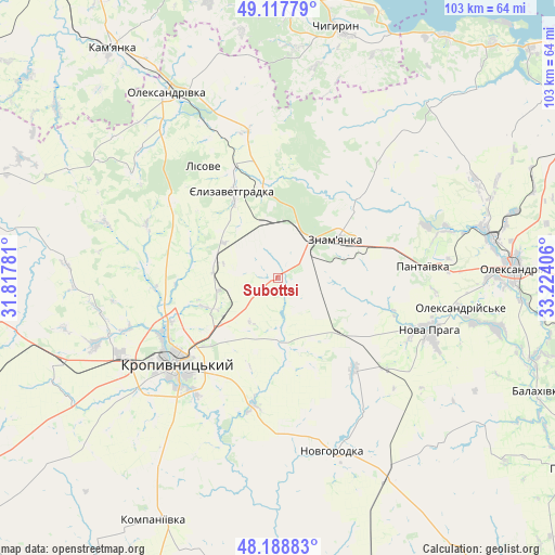 Subottsi on map