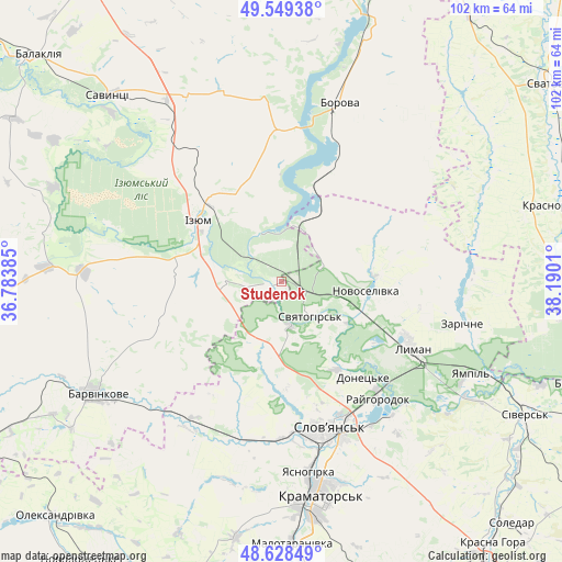 Studenok on map