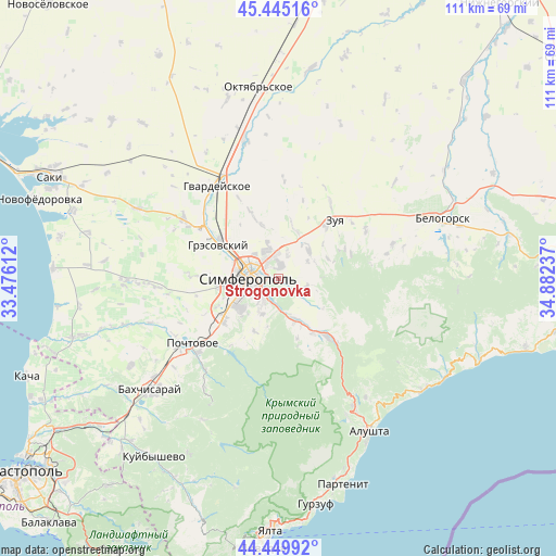 Strogonovka on map