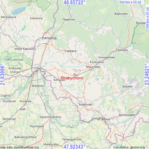 Strabychovo on map