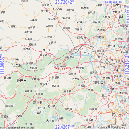 Huanggang on map