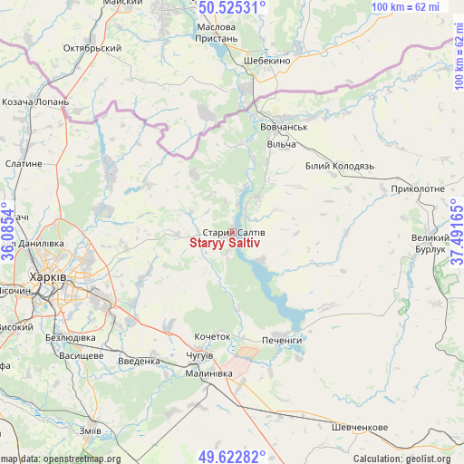Staryy Saltiv on map
