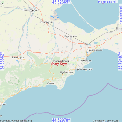 Stary Krym on map