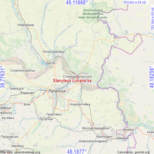 Stanytsya Luhans’ka on map