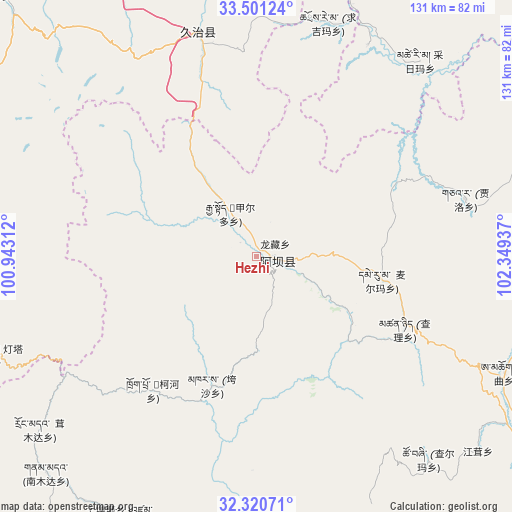 Hezhi on map