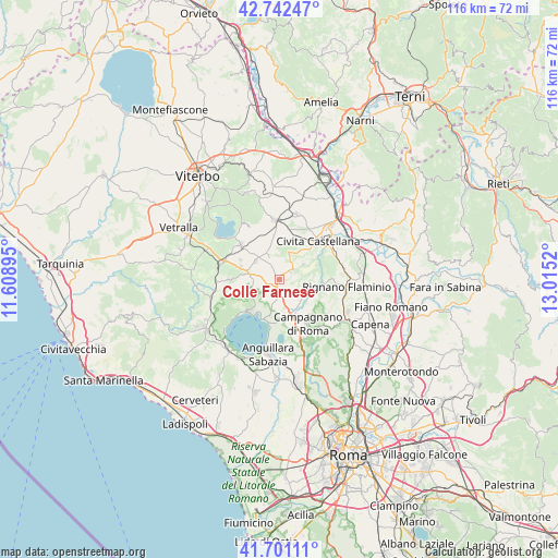 Colle Farnese on map