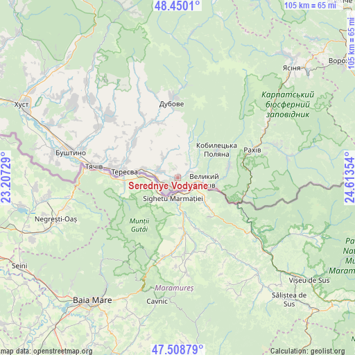 Serednye Vodyane on map
