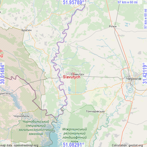 Slavutych on map