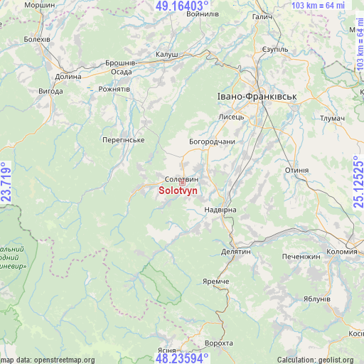 Solotvyn on map