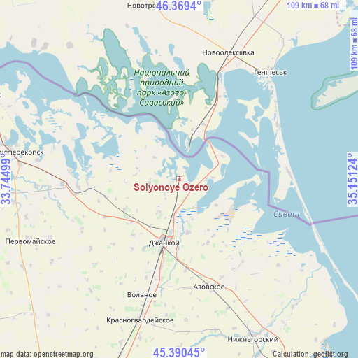 Solyonoye Ozero on map