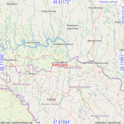 Sokyryany on map