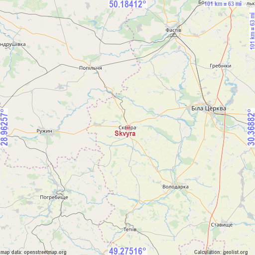 Skvyra on map