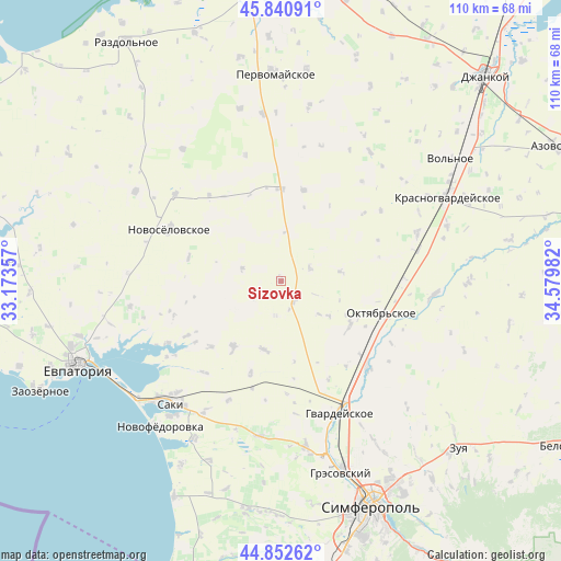 Sizovka on map