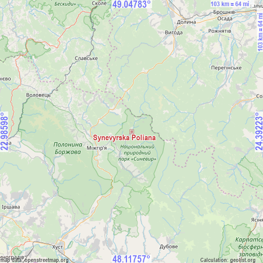 Synevyrska Poliana on map