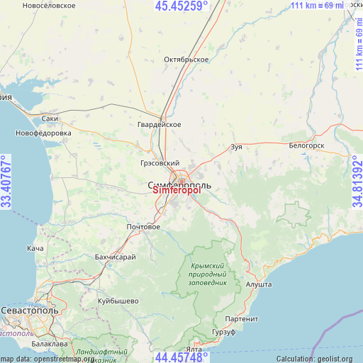Simferopol on map