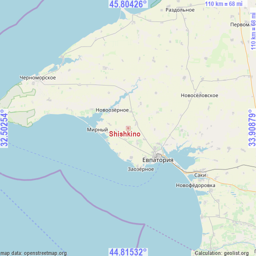 Shishkino on map