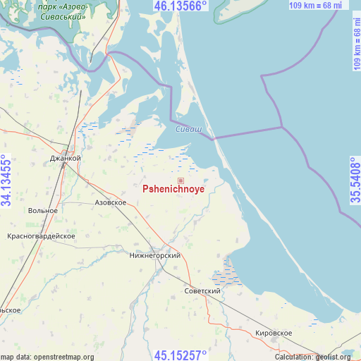 Pshenichnoye on map