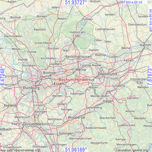 Bochum-Hordel on map