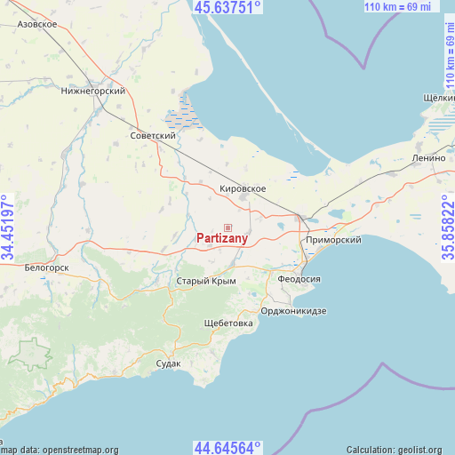 Partizany on map