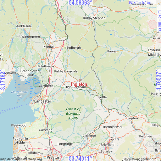 Ingleton on map