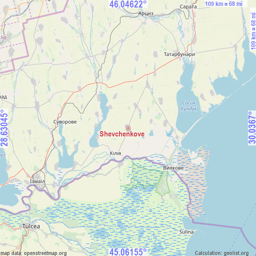 Shevchenkove on map