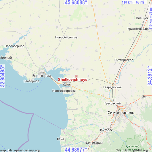 Shelkovichnoye on map