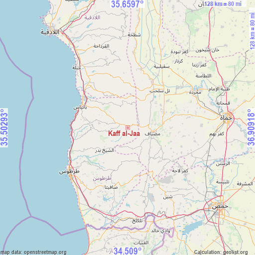 Kaff al-Jaa on map