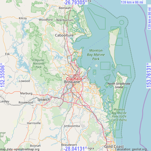 Clayfield on map