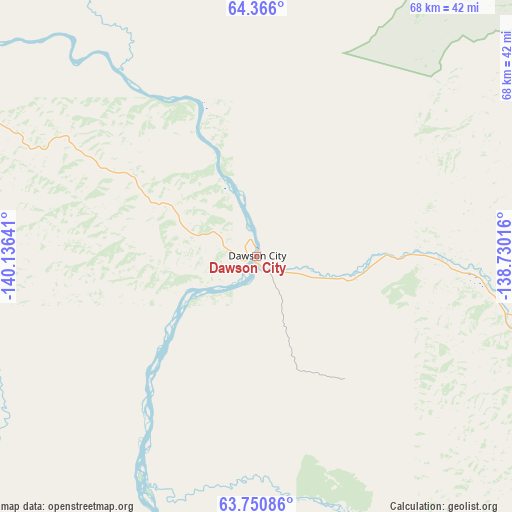 Dawson City on map