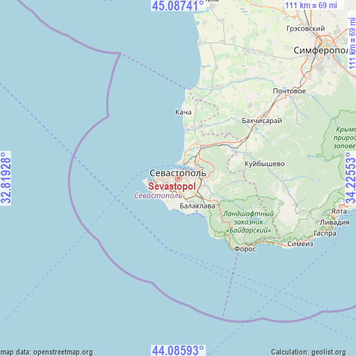 Sevastopol on map