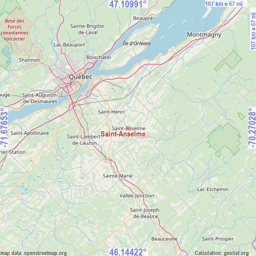 Saint-Anselme on map