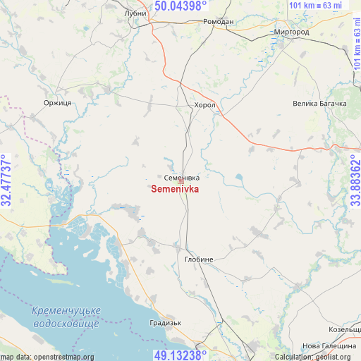 Semenivka on map